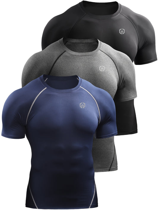 3-Pack Men'S Compression Athletic Workout T-Shirts