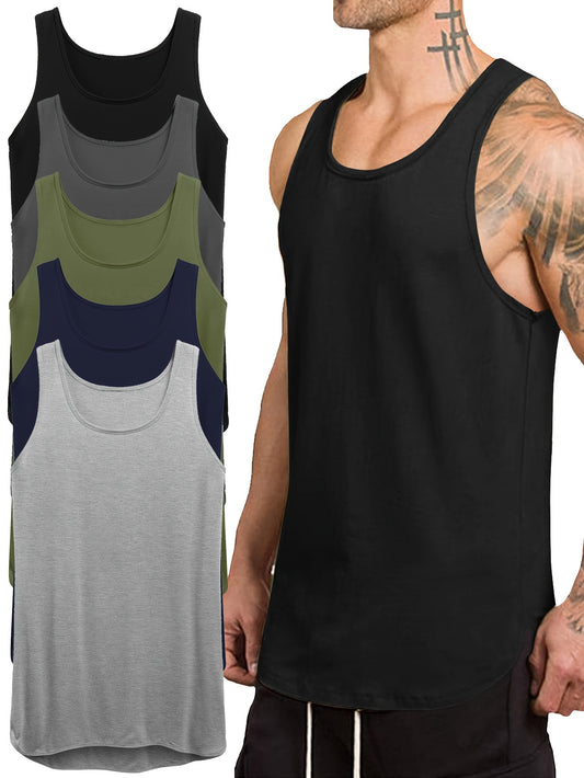 5-pack round neck sleeveless vest for men