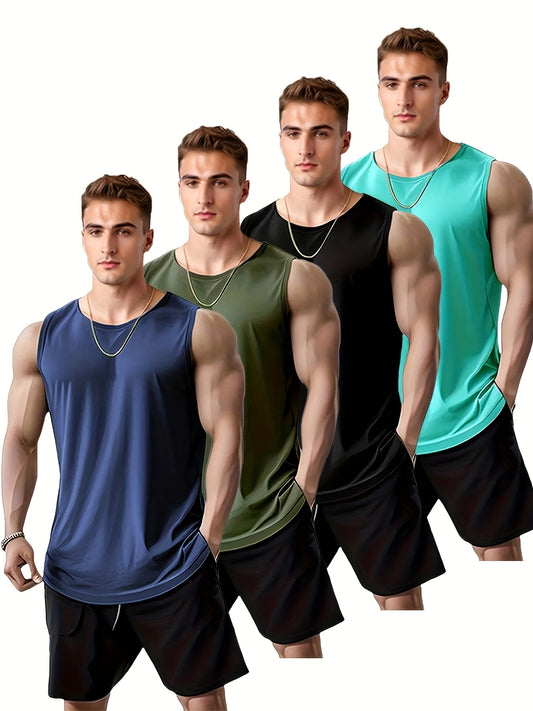 4pcs Men's Quick-Dry Athletic Tank Tops